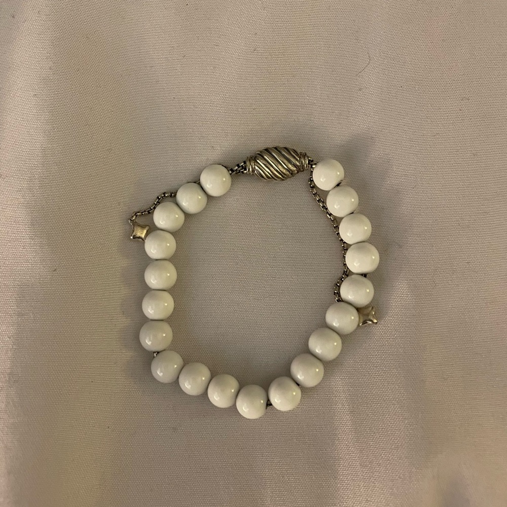 David Yurman White Agate Spiritual Bead Bracelet